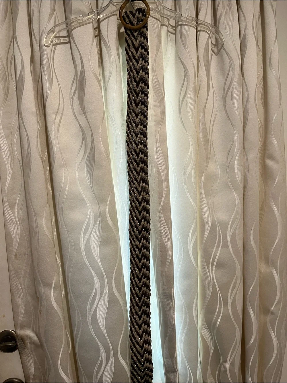 Braided Jute and Leather Accent Belt in Brown and Natural